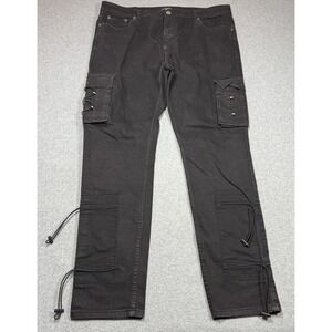 Serenade Jeans Mens 42x32 Black Cargo Pocket Stretch Denim Heavy